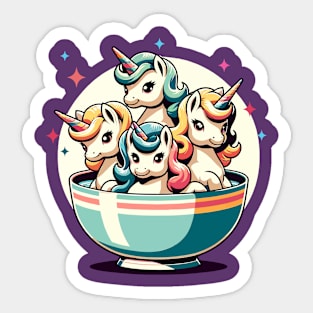 Little unicorns in a bowl Sticker